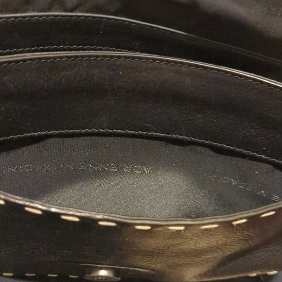 Adrienne Vittadini Crossbody Black Pebbled Topstitch Small Leather Handbag - Picture 10 of 10